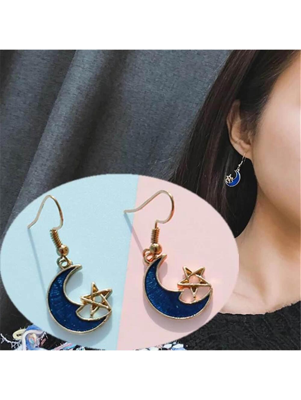 New Pretty Moon Star ⭐️ Enamel Earrings